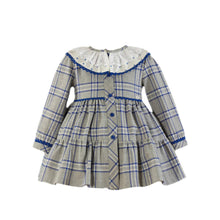 Load image into Gallery viewer, Grey Checkered Dress + Headband