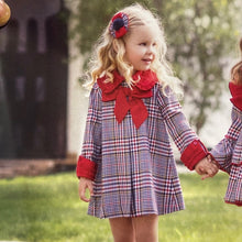 Load image into Gallery viewer, Red Bow Houndstooth Dress + Headband