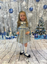 Load image into Gallery viewer, Grey Checkered Dress + Headband