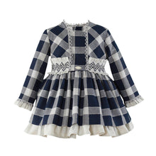 Load image into Gallery viewer, Navy Checkered Dress + Headband