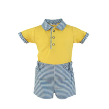 Load image into Gallery viewer, Yellow Gingham Shorts Set