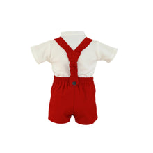 Load image into Gallery viewer, Red Overalls Set