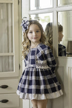 Load image into Gallery viewer, Navy Checkered Dress + Headband
