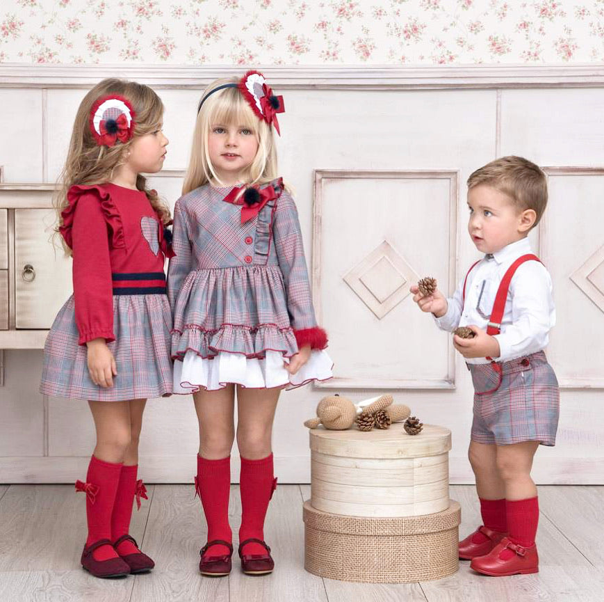 Red Checkered Boy Shorts Set Eida Baby