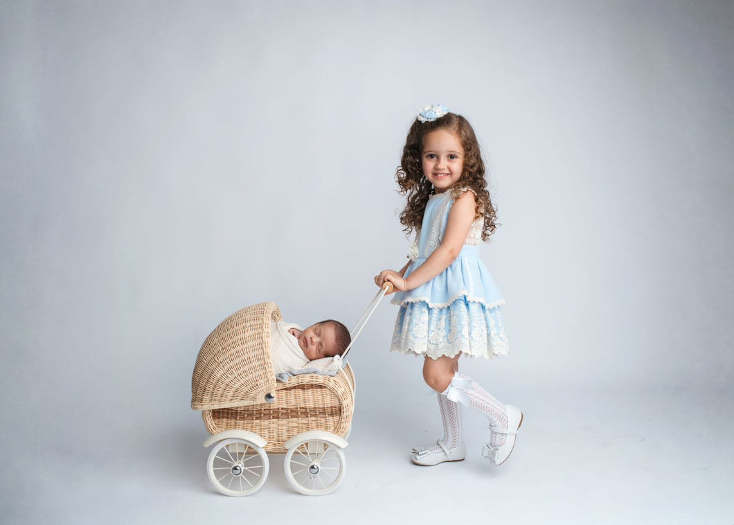 Pale Blue Lace Dress with Headband Eida Baby Pale Blue Lace Dress with Headband Eida Baby