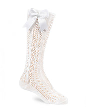 Load image into Gallery viewer, JC Socks - Openwork Bow Knee Socks
