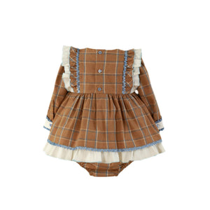 Brown Checkered Baby Dress