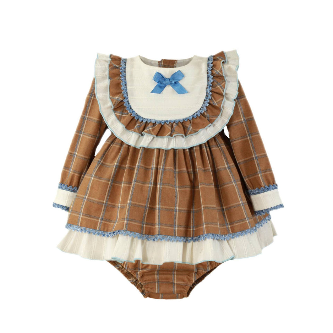 Brown Checkered Baby Dress