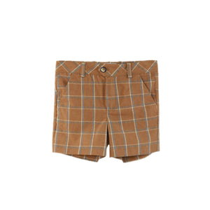 Brown Checkered Shorts Set