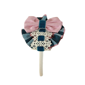 Pink Blue Checkered Dress Headband