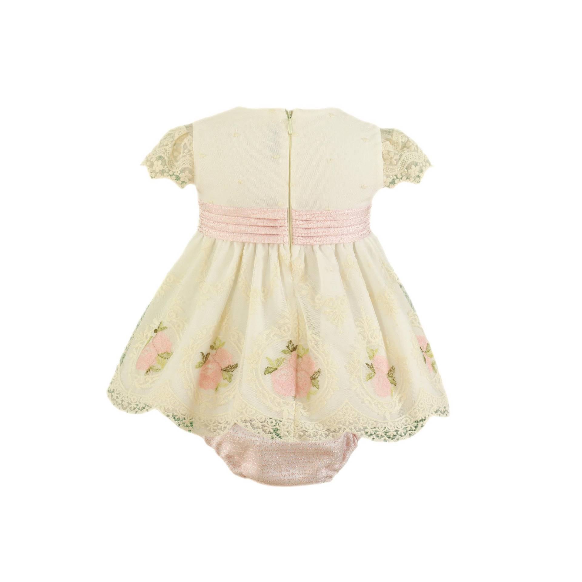 blush pink infant dress Blush Lace & Tulle Baby Dress 18-24M