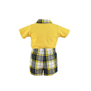 Yellow Checkered Shorts Set