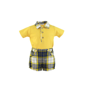 Yellow Checkered Shorts Set