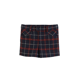 Navy Tartan Shorts Set