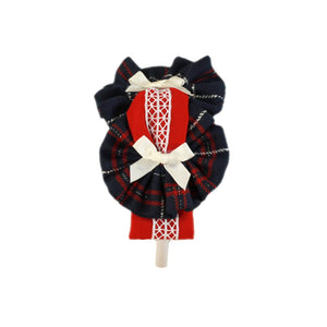 Red Navy Tartan Dress Headband