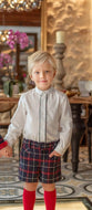 Navy Tartan Shorts Set
