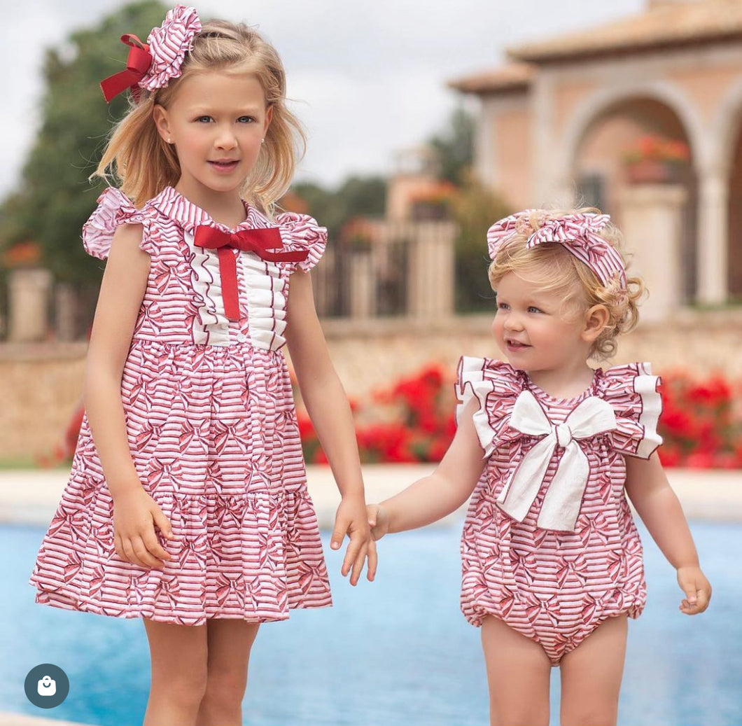 Red Bows Dress with Hairclip