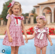 Red Bows Dress with Hairclip