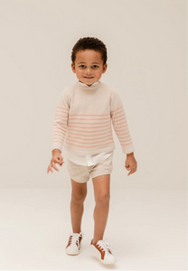 Light Coral Striped Shorts Set