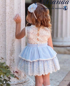 Pale Blue Lace Dress with Headband