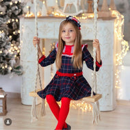 Red Navy Tartan Dress