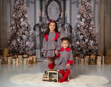 Load image into Gallery viewer, Red Bow Houndstooth Dress + Headband

