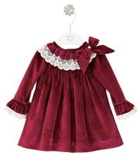 Load image into Gallery viewer, Burgundy Velvet Lace Dress
