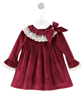 Burgundy Velvet Lace Dress