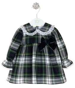 Navy Green Checkered Dress