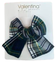 Navy Green Checkered Bow