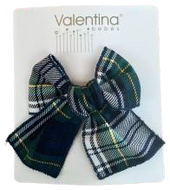 Navy Green Checkered Bow
