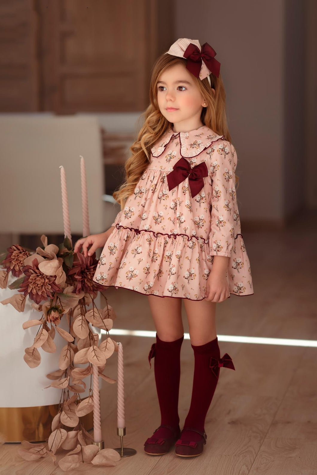 Pink Floral Collar Dress