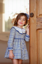 Load image into Gallery viewer, Grey Blue Checkered Dress
