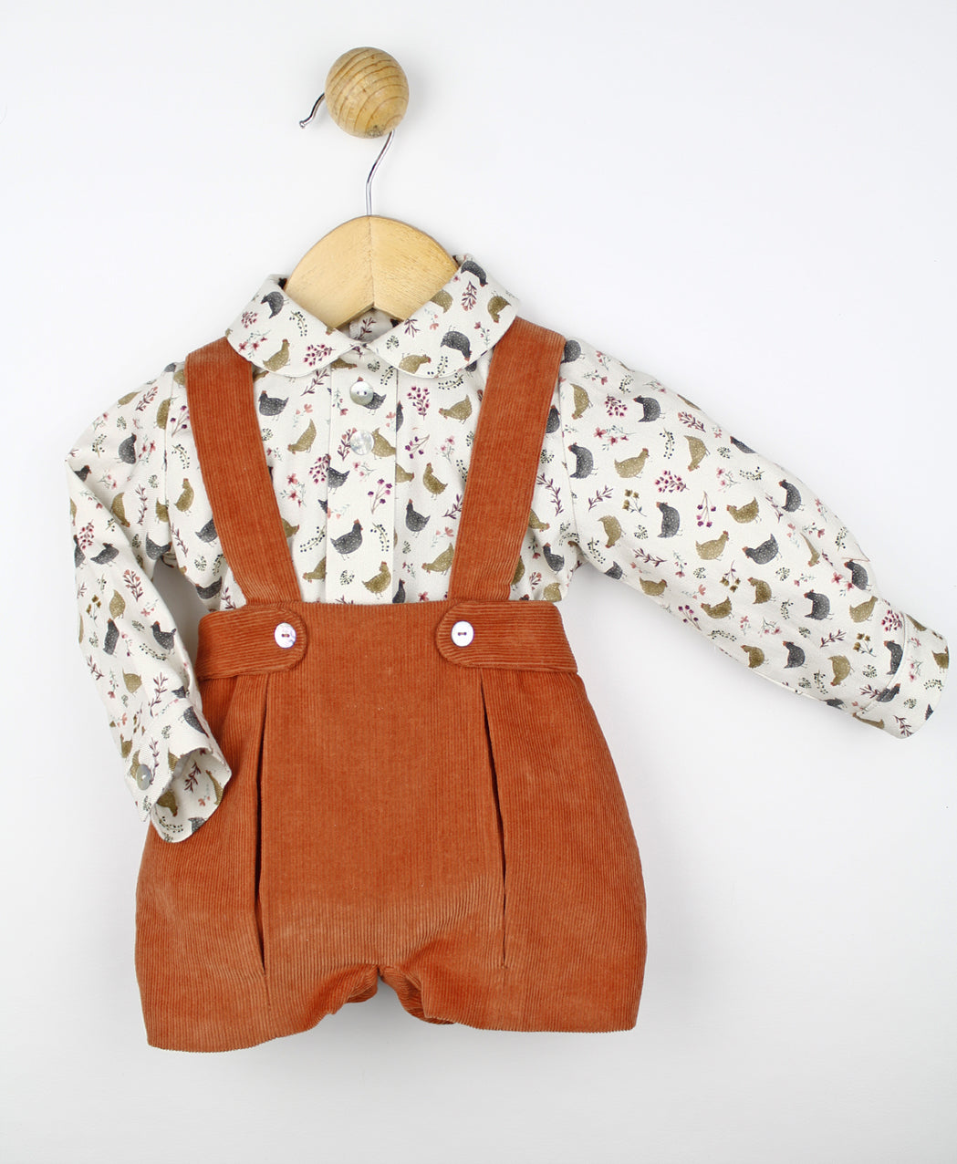 Floral Chicken Corduroy Boy Set