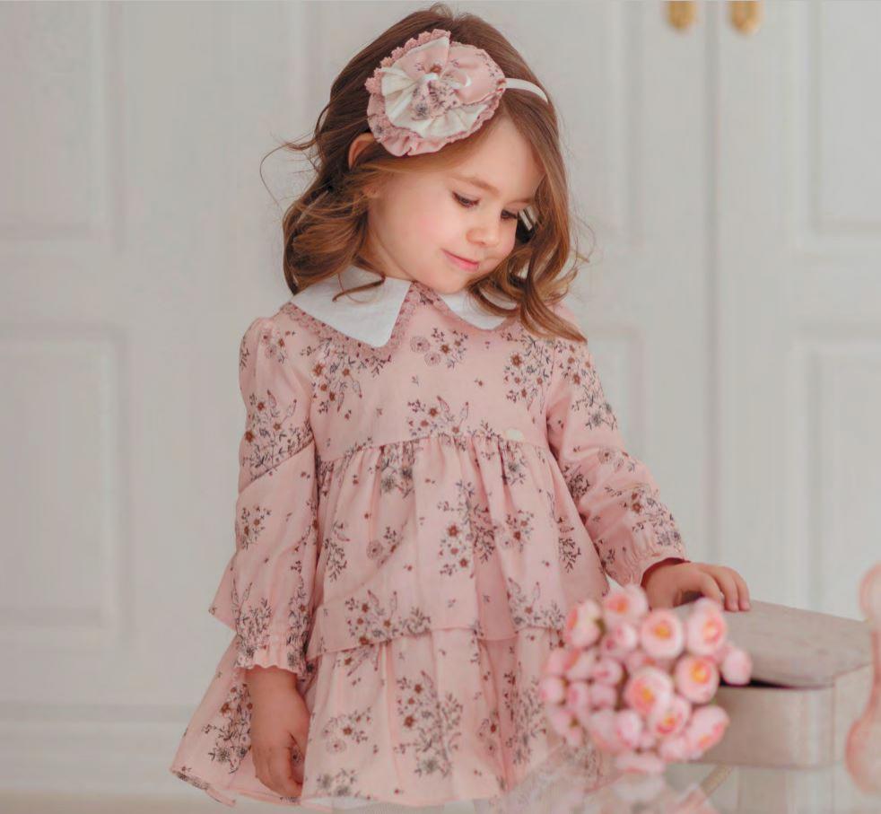 Pink Floral Collar Dress with Headband