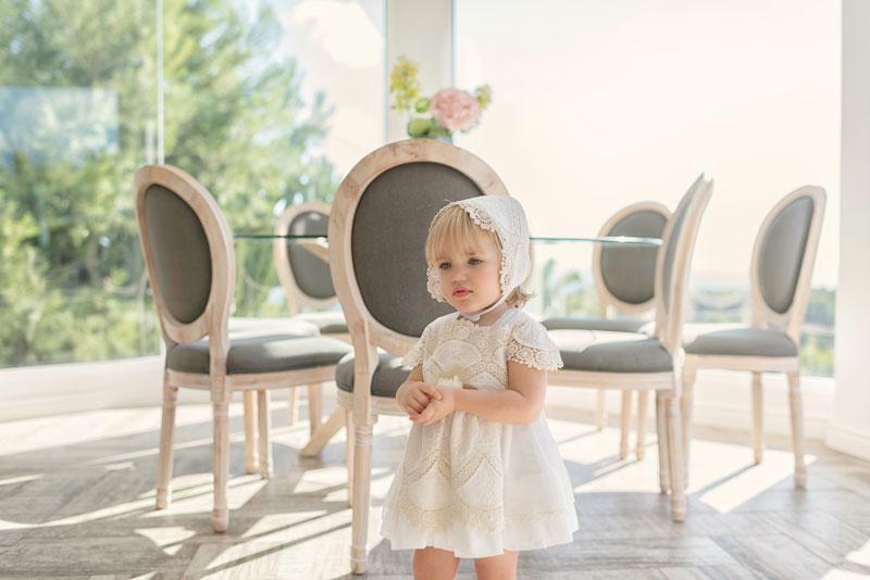 infant ivory dress Luxury Ivory Baby Dress with Pleated Skirt & Lace Bonnet | Timeless Newborn Look