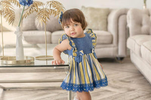Blue Yellow Striped Baby Set