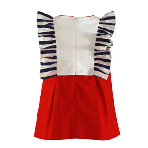 Red Stripe Ruffle Dress