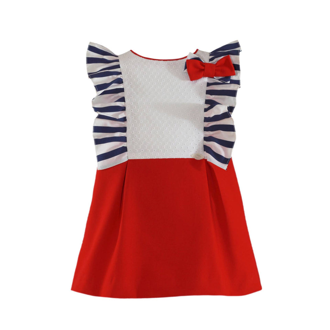 Red Stripe Ruffle Dress