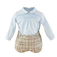 Light Blue Checkered Boy Set