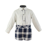 Navy Checkered Boy Set