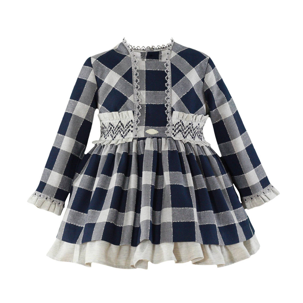 Navy Checkered Dress