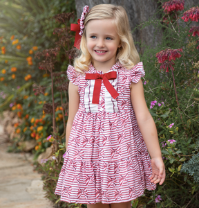 Red Bows Dress with Hairclip