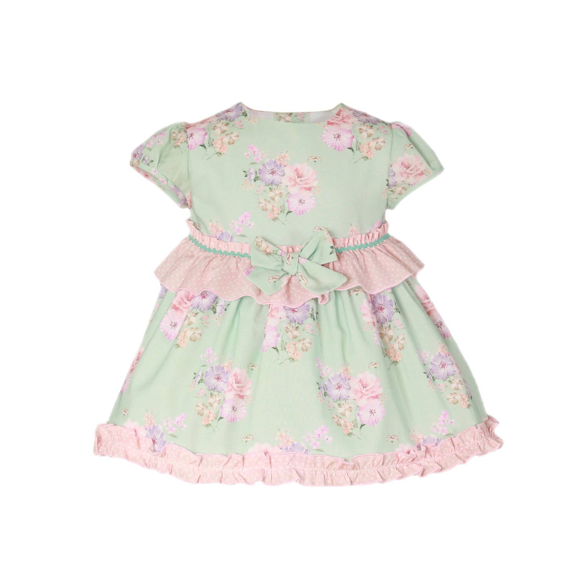 Aqua Pink Floral Toddler Dress