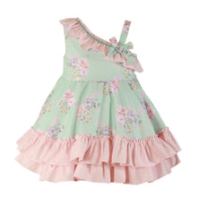 Load image into Gallery viewer, Aqua Pink Floral One-Shoulder Dress
