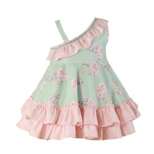 Load image into Gallery viewer, Aqua Pink Floral One-Shoulder Dress
