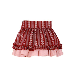 Burgundy Floral Skirt Set