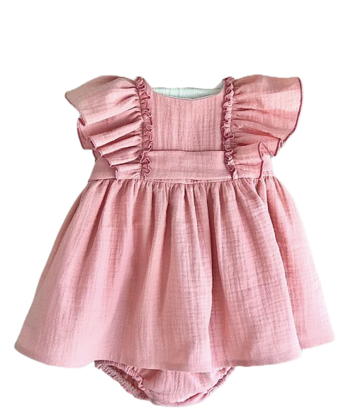 Pink Ruffle Muslin Dress
