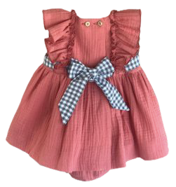 Dark Coral Checkered Dress