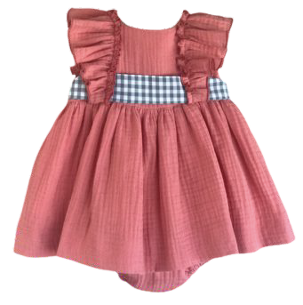 Dark Coral Checkered Dress